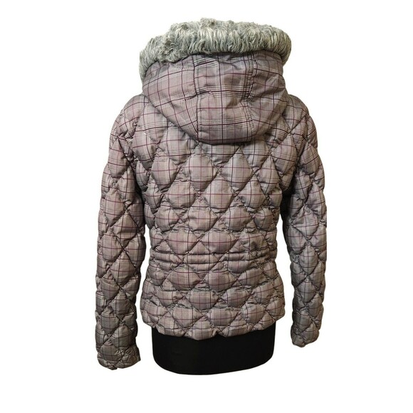 Guess Junior Women's Down Puffer Quilted Jacket Plaid Winter Coat Jacket Size M - Picture 2 of 8